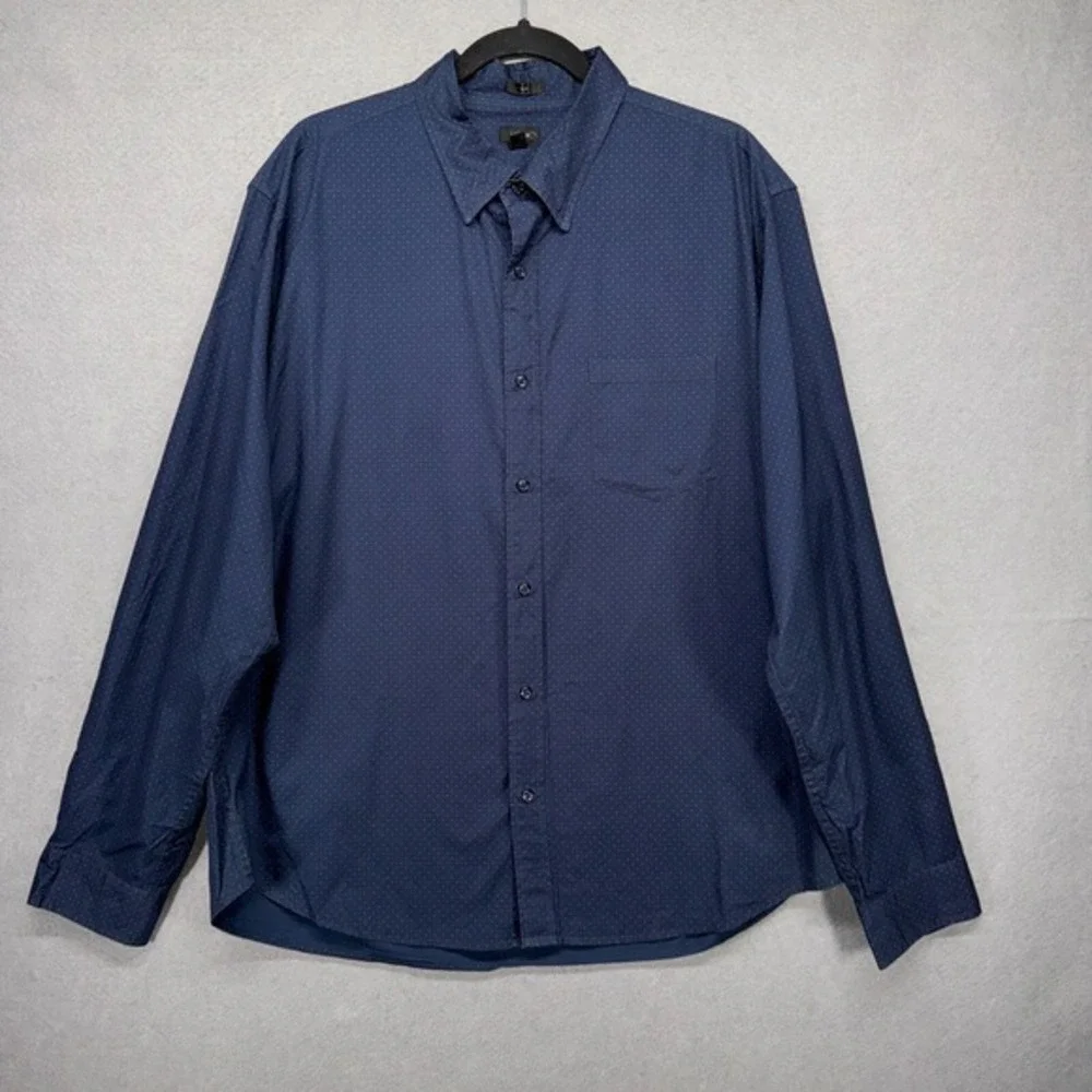 J. Crew Shirt Mens XL Navy Red Slim Fit Button Down Polka Dot Modern Prep Casual